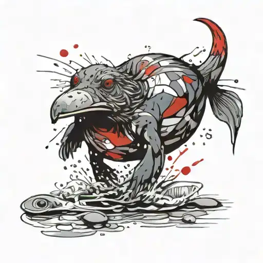 Platypus Surrounded By Water