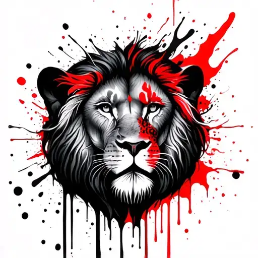 Couples Tattoo With Lion