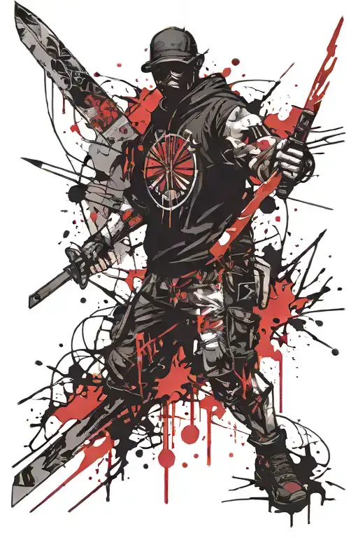 Dark Character With A Knife