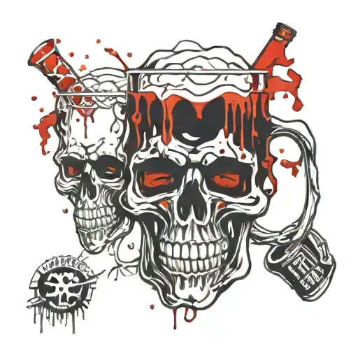 Skulls With Beer For Best Friends Toasting Drinks