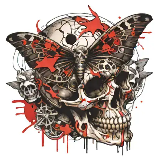 Moth Skull With Cross Surrounded