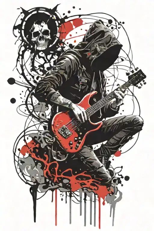 Dark Hooded Wraith With A Bass Guitar