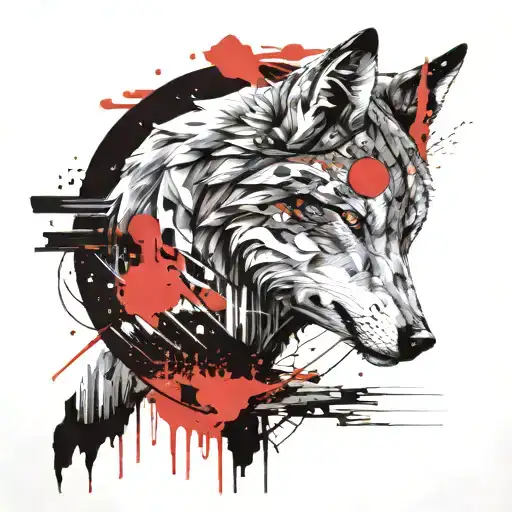 Moon And Wolf Surrounded