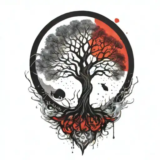 Tree Of Life And Sun And Moon