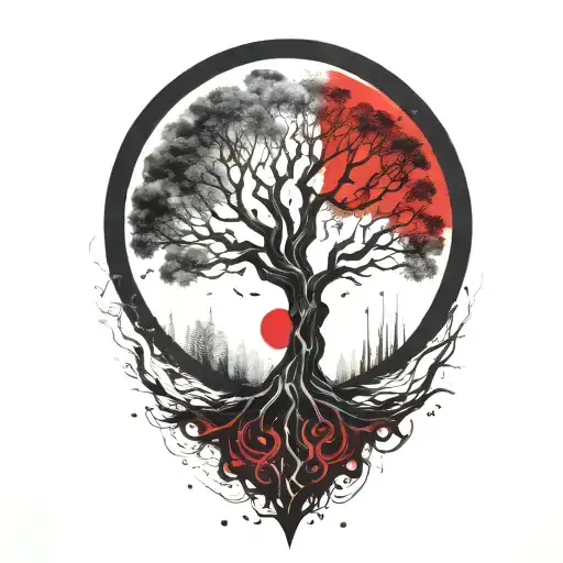 Tree Of Life And Sun And Moon