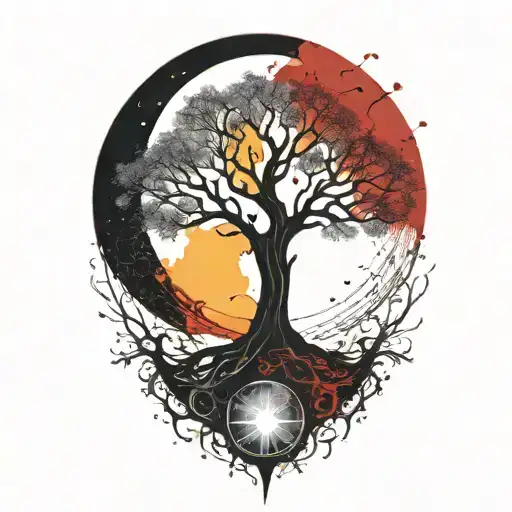 Tree Of Life And Sun And Moon