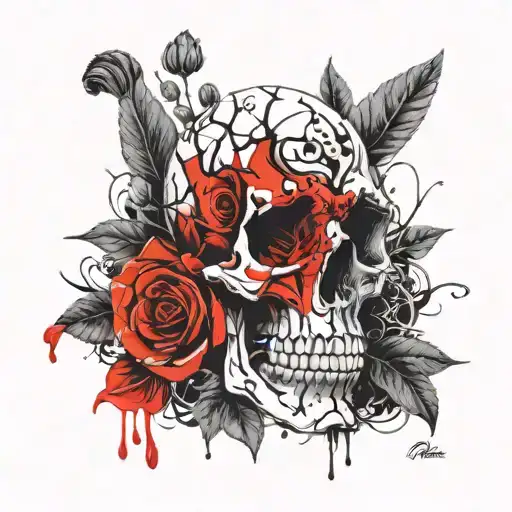 Skull Gohst Doing Gardening Lineart