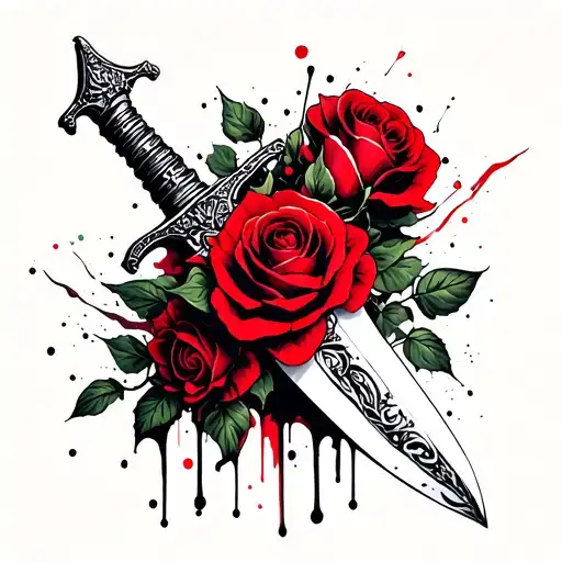 Dagger With Roses Wrapped