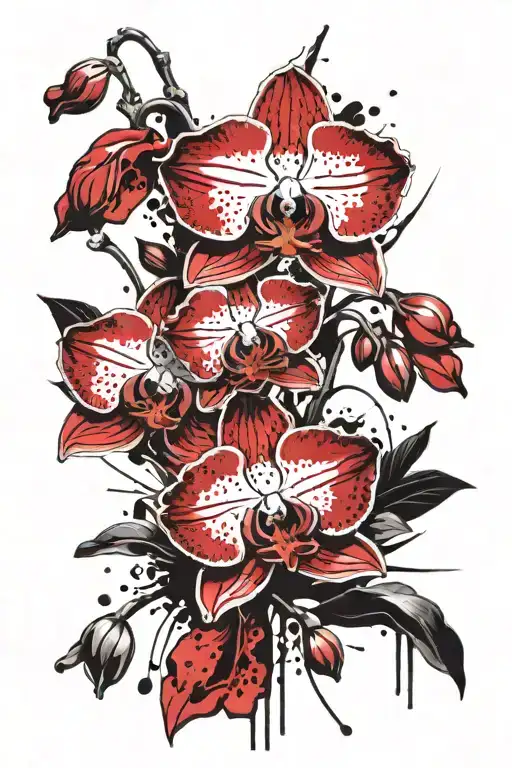 Orchid Birth Flower Growing Filler Tattoo Design
