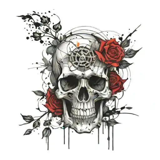 Whisp Skull With Roses