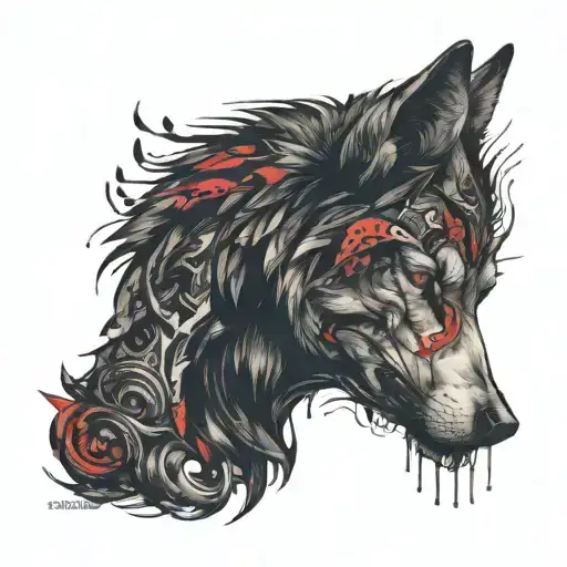 Intense Wolf Tattoo For Neck