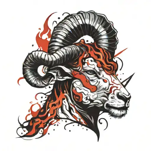 Aries Head With Flames Left Arm