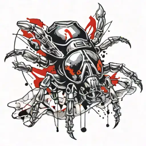 Skeleton Hand Holding A Beetle With Nails