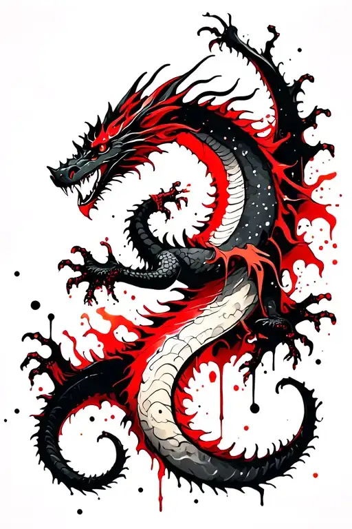 Dragon Surrounding Crescent Moon