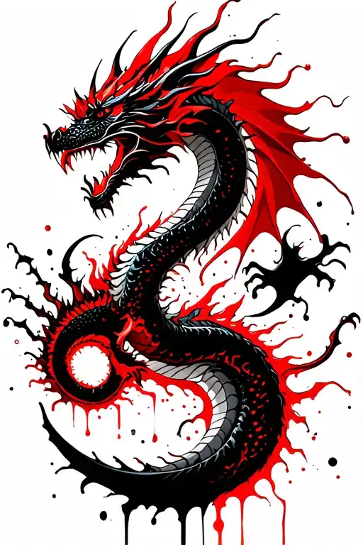 Dragon Surrounding Crescent Moon