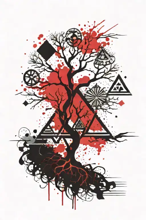 Tree Of Life And Valknut Symbols