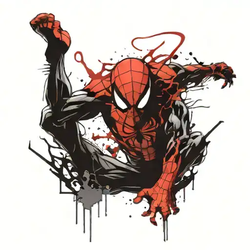 Spider-man And Venom Mixing It Up