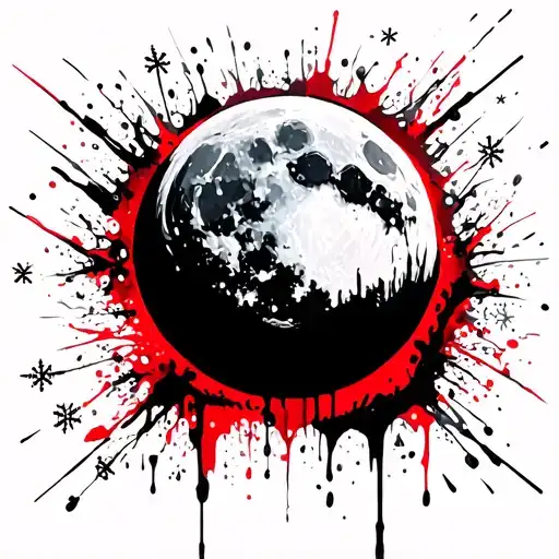 Moon In Main Picture With Snow And Snowflakes Manga Style