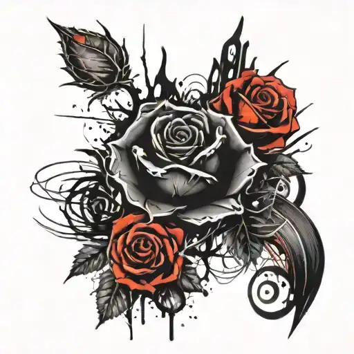 Horror Black Red Roses