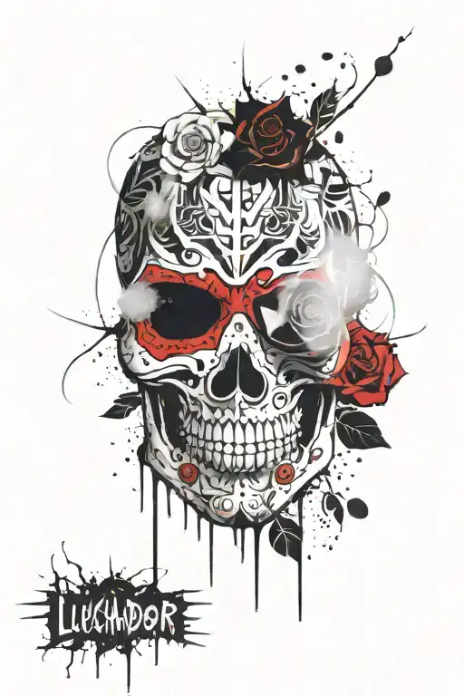 Luchador Mask Skull Life After Death Theme Rose And Thorns