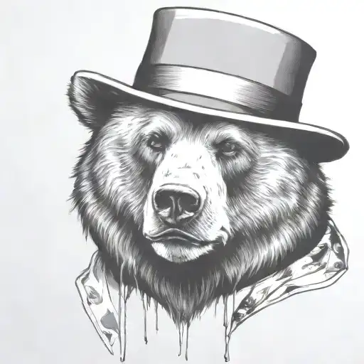 Nerdy Bear Head With Felt Hat