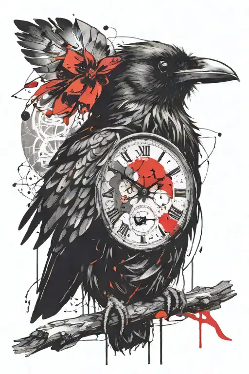 Raven With A Watch On His Cap