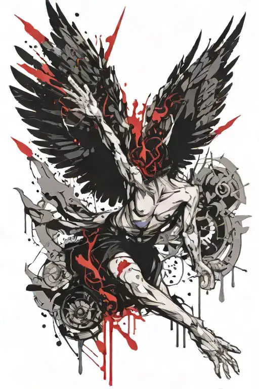 Upside Down Angel With Black Wings