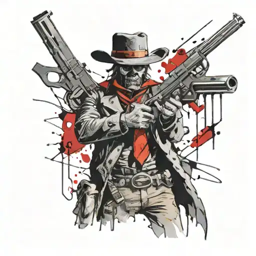Undead Cowboy Facing Left With A Revolver