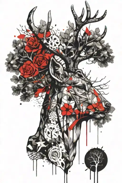 Deer Head With Trees