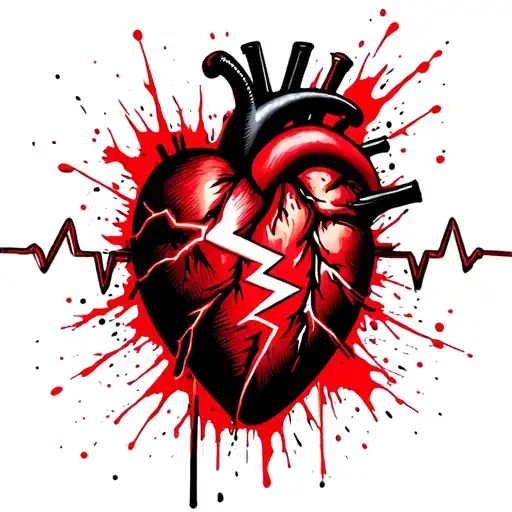 Heartbeat Line With Lightning Bolt Intertwined