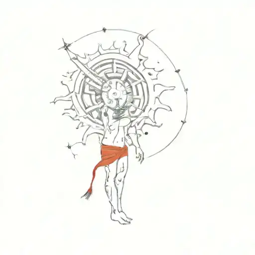 Sun God Figure Surrounded