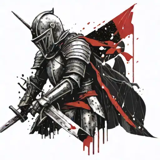 Knight Under Rain Hold Sword