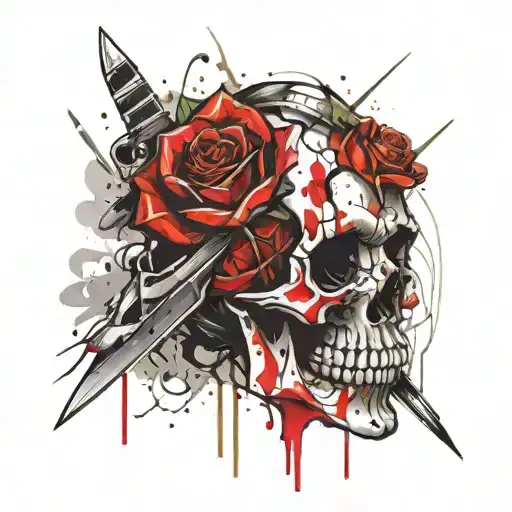 Knife Skull Rose