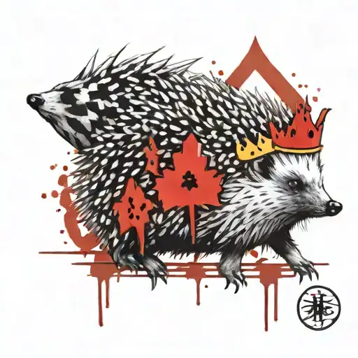 Hedgehog With A Punk Crest Heraldry Crown