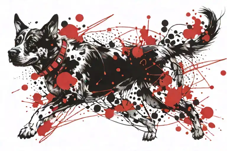 Dog Running With Dots On Both Side Horizontal