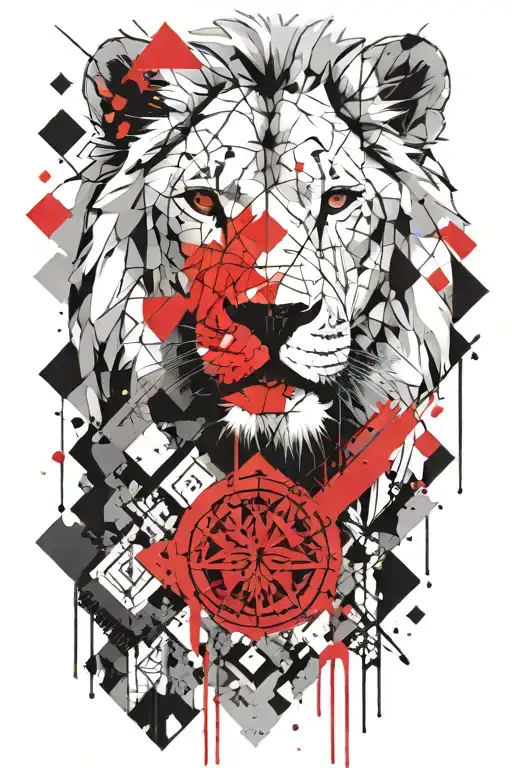 White Lion And Geometric Figures