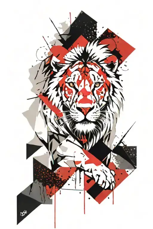 White Lion Transforms Into Geometric Figures
