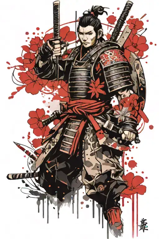 Sakura And Samurai Warrior