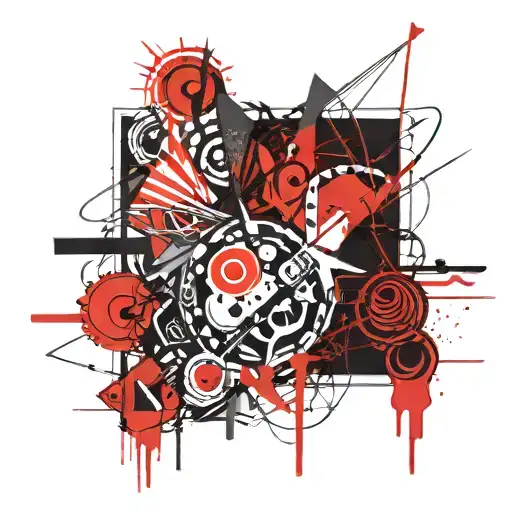 Abstract Two Images Combined With Lines Going Through