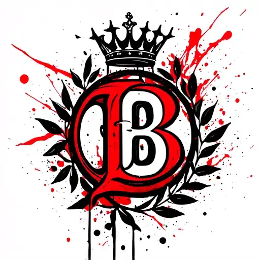 Letter B In Side Of An Olive Branch Circle With A Crown On Top