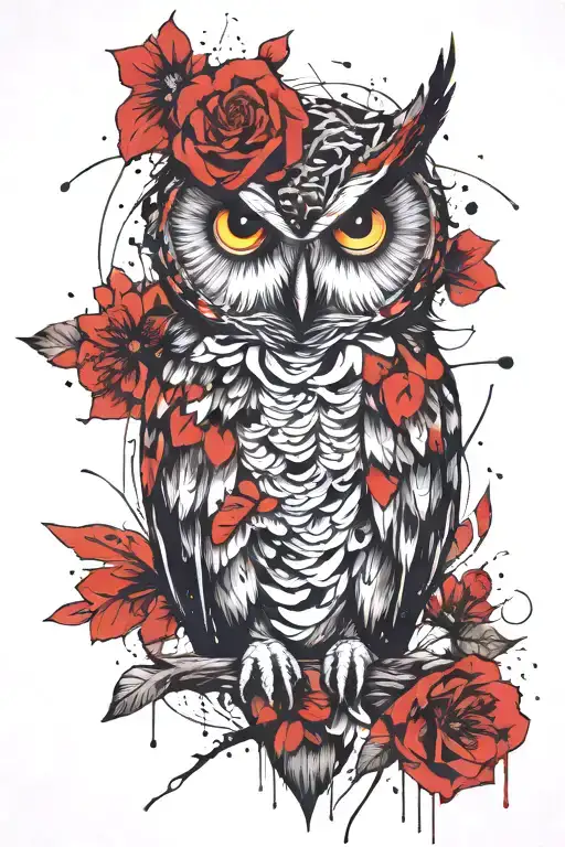 Owl Surrounded By Flowers