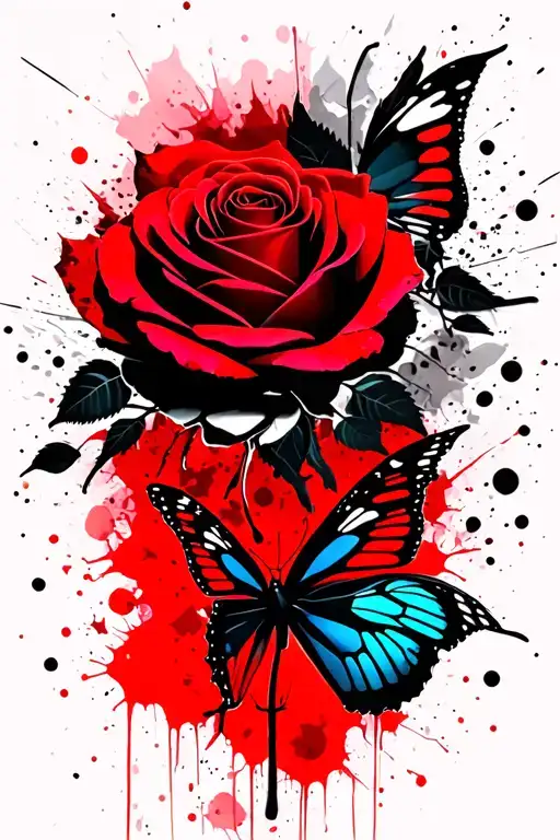 Rose And Butterfly Emerging