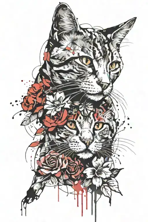 Cat With Flowers