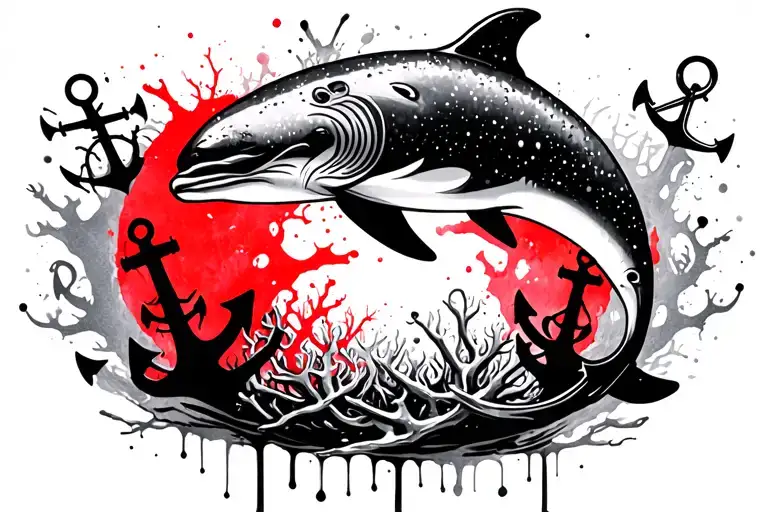 Ocean Coral Dolphin And Anchors