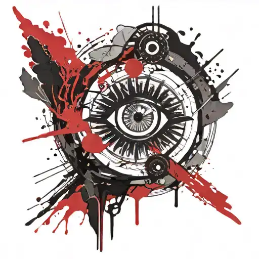 A Black And Red Circle With An Eye In The Middle