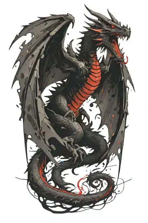 Black Dragon Full Body Shaped Like