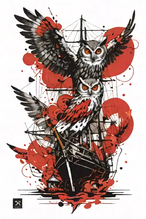 Sailing Ship With Owl