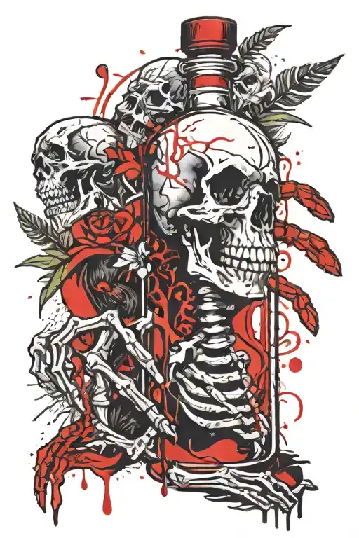 Vodka Bottle Held By A Skeleton Hand