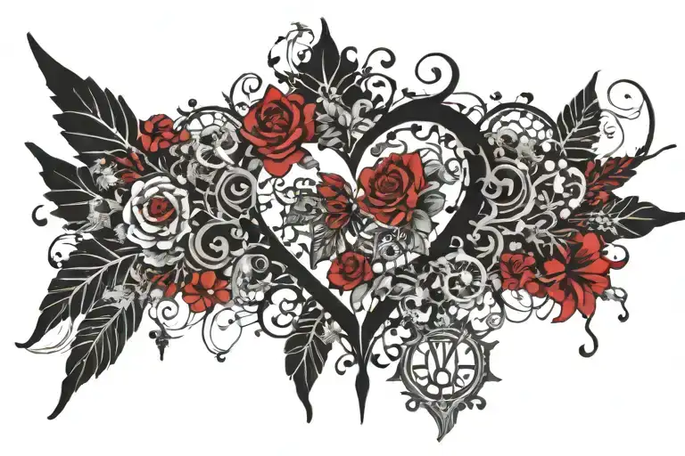 Gothic Floral Tramp Stamp Including Heart