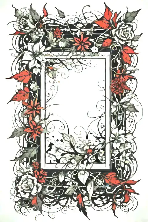 Picture Frame Made From Flowers And Thorny Vines